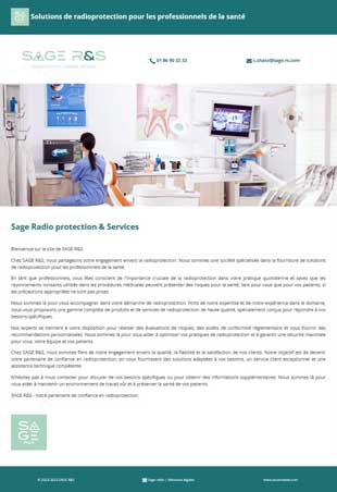 Sage Radio protection & Services - Société spécialisée dans la fourniture de solutions de radioprotection pour les professionnels de la santé.